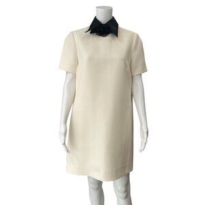 $3495 Dolce & Gabbana Ivory Black Collared Polo Shirt Shift Dress size IT 44/8